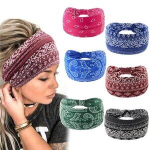 Wide Bandana headbands for Women Boho Bandeau Headbands Knot Hair Scarf Bands